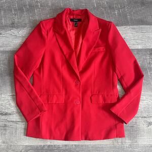 Forever 21 Bold Red Blazer Jacket Womens M Lined 2 Button Closure Modern Career